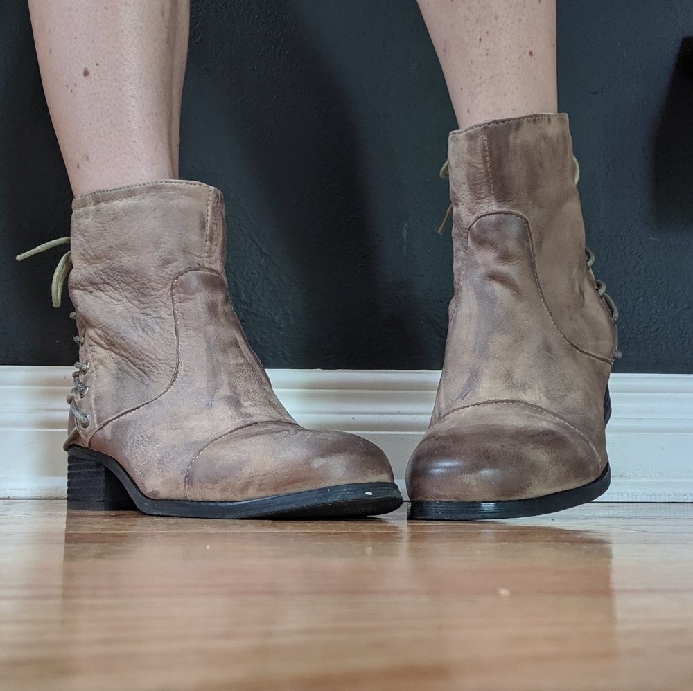 Two Lips Leather Booties View 2